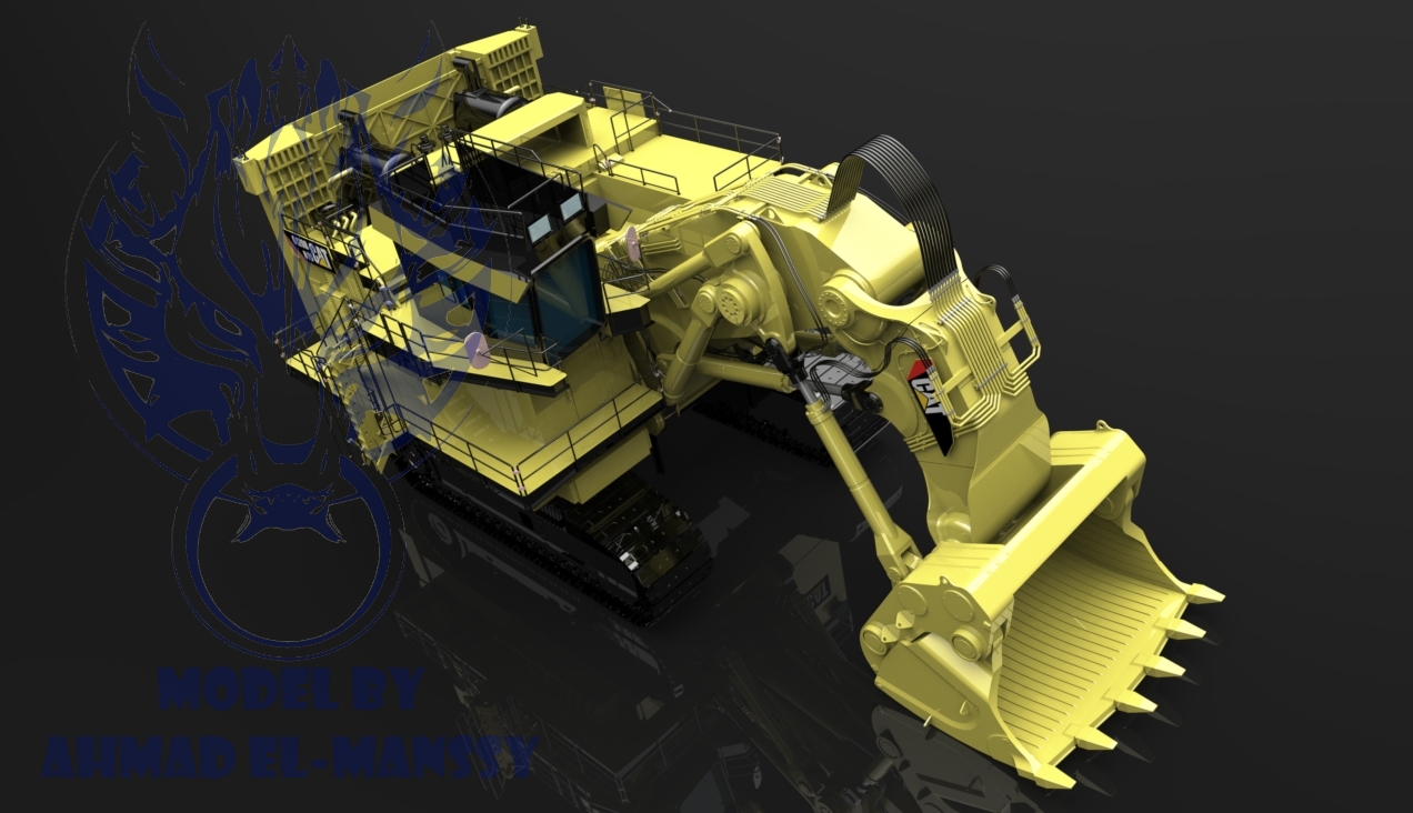 Caterpillar CAT 6021B大型挖掘机造型3D建模图纸 Solidworks设计